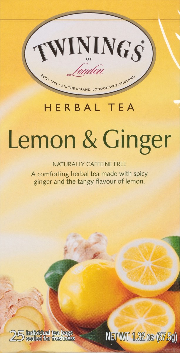 slide 6 of 9, Twinings Tea Bags Lemon & Ginger Herbal Tea 25 ea, 25 ct