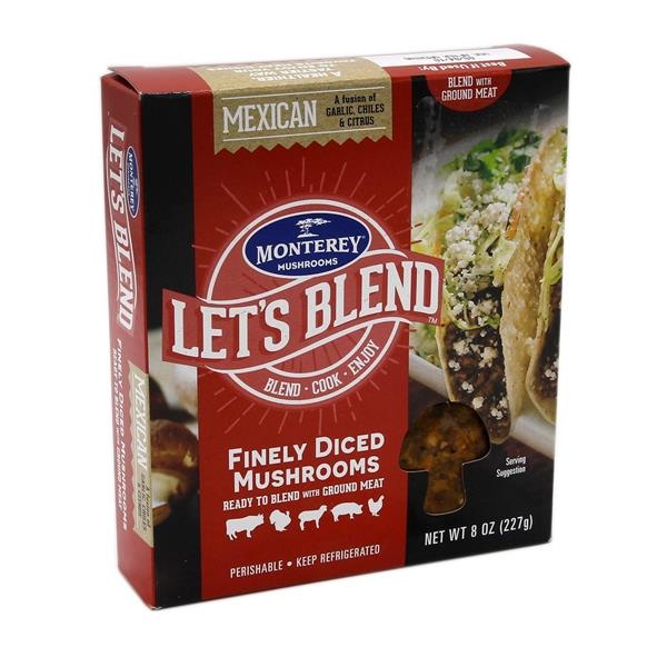 slide 1 of 1, Monterey Let's Blend Finely Diced Mushrooms - Mexican, 8 oz