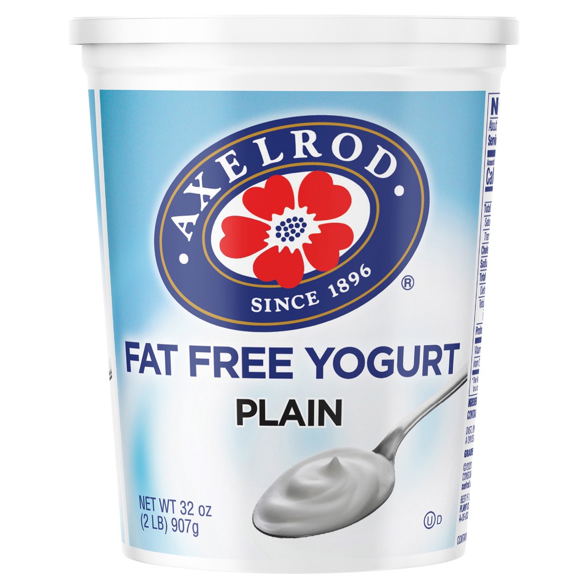 slide 1 of 1, Axelrod Fat Free Plain Yogurt, 32 oz, 32 oz