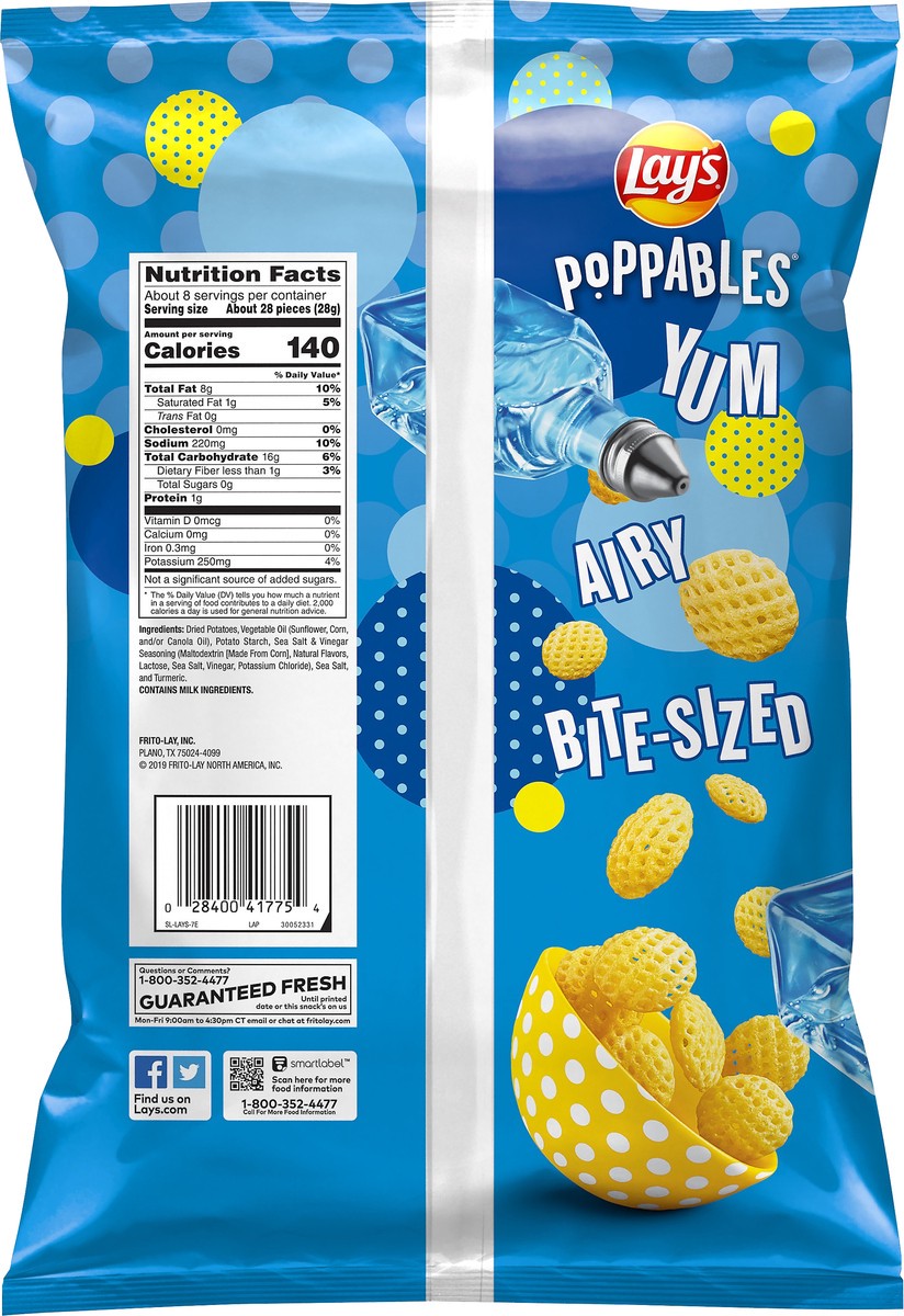 slide 4 of 7, Lay's Poppables Party Size Sea Salt & Vinegar Potato Snacks 8.13 oz, 8.13 oz