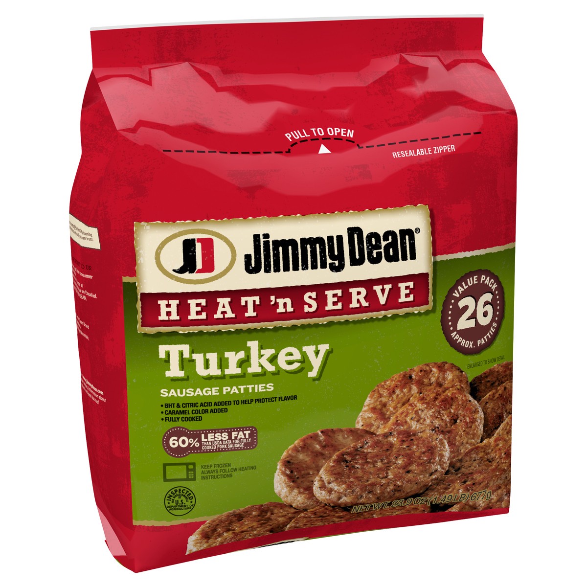 slide 2 of 5, Jimmy Dean Heat 'N Serve Breakfast Turkey Sausage Patties, 26 Count, 23.9 oz