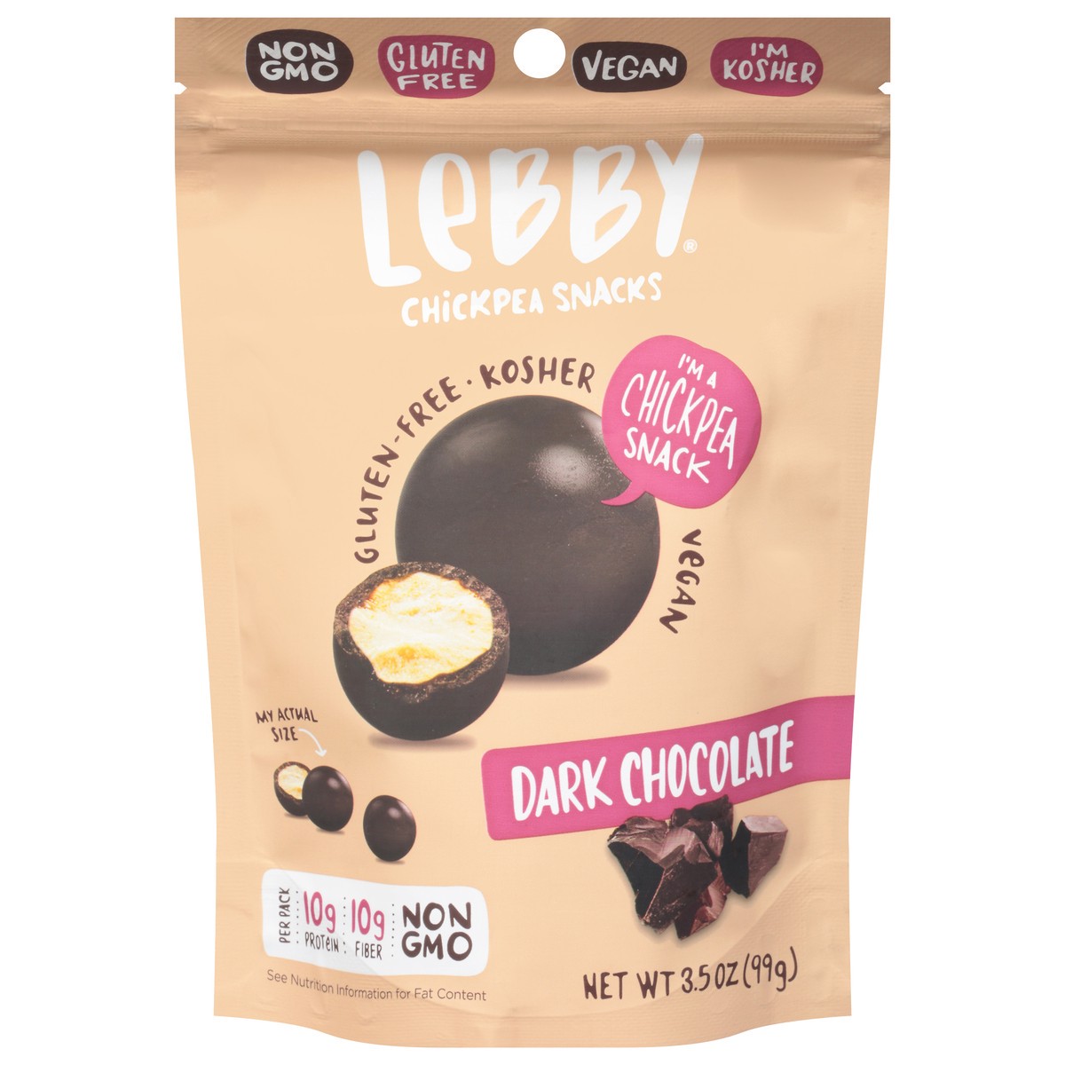 slide 1 of 9, Lebby Dark Chocolate Chickpea Snacks 3.5 oz, 3.5 oz