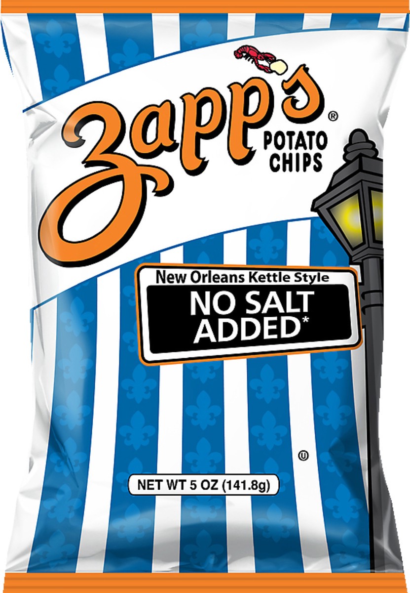 slide 2 of 10, Zapp's New Orleans Kettle Style No Salt Added Potato Chips 5 oz, 5 oz