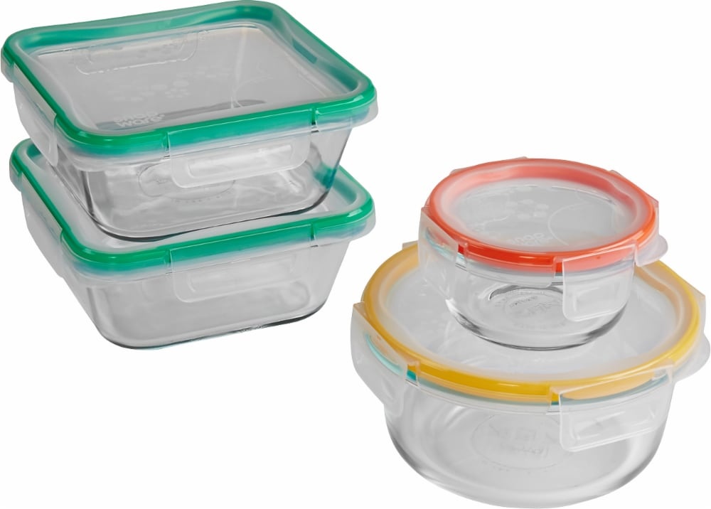 Snapware Total Solution 8-Piece Covered Pyrex Glass Food Storage