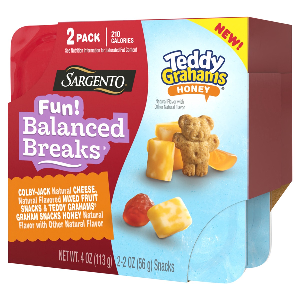 slide 9 of 9, Sargento NEW! Sargento Fun! Balanced Breaks Colby-Jack Natural Cheese, Natural Flavored Mixed Fruit Snacks & Teddy Grahams Graham Snacks Honey Natural Flavor with Other Natural Flavor, 2 pack, 2 ct