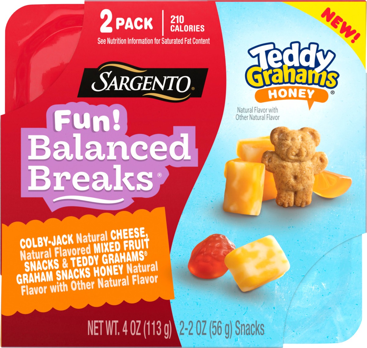slide 3 of 9, Sargento NEW! Sargento Fun! Balanced Breaks Colby-Jack Natural Cheese, Natural Flavored Mixed Fruit Snacks & Teddy Grahams Graham Snacks Honey Natural Flavor with Other Natural Flavor, 2 pack, 2 ct