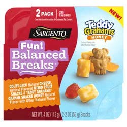 Sargento NEW! Sargento Fun! Balanced Breaks Colby-Jack Natural Cheese, Natural Flavored Mixed Fruit Snacks & Teddy Grahams Graham Snacks Honey Natural Flavor with Other Natural Flavor, 2 pack