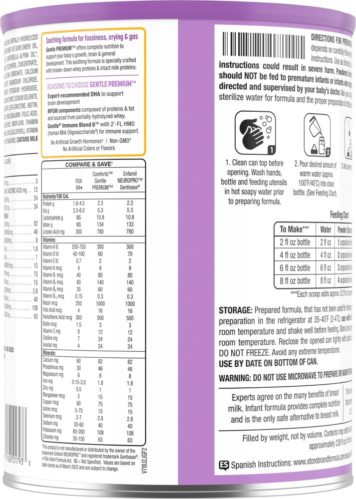 slide 3 of 4, Comforts Gentle Premium Milk Based Infant Formula, 33.2 oz