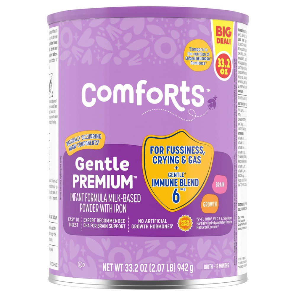slide 2 of 4, Comforts Gentle Premium Milk Based Infant Formula, 33.2 oz