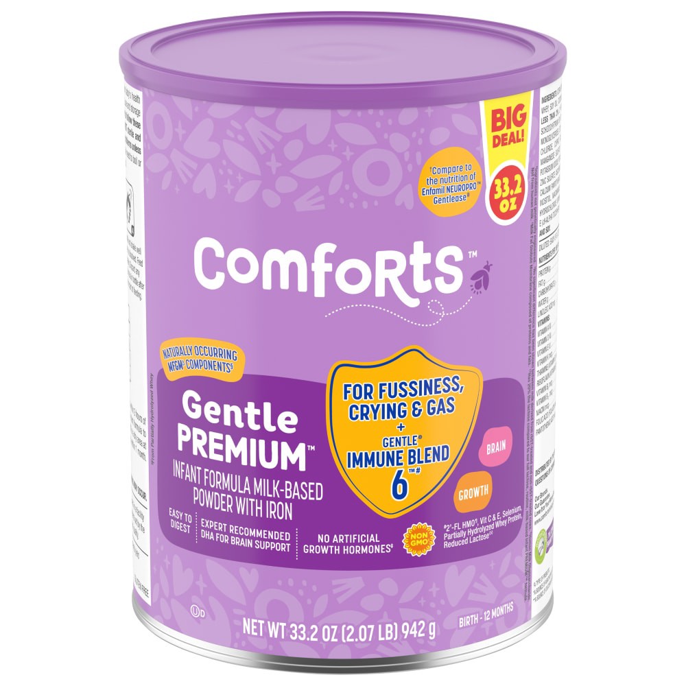 slide 1 of 4, Comforts Gentle Premium Milk Based Infant Formula, 33.2 oz