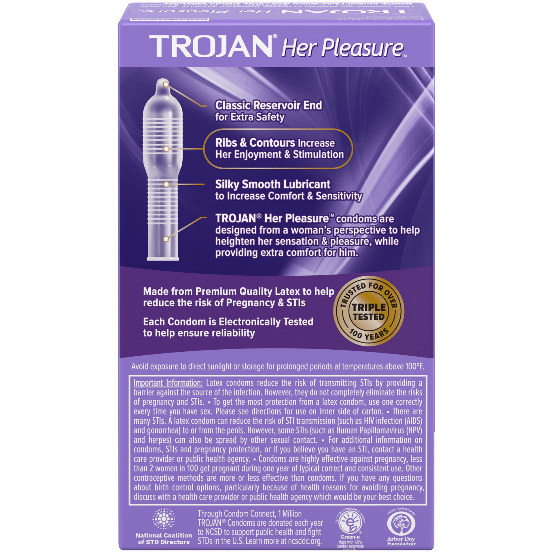 slide 3 of 4, Trojan Her Pleasure Sensations Lubricated Condoms - 12 Count, 12 ct