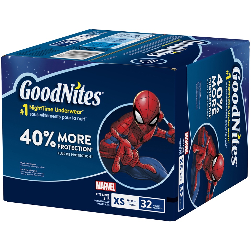 slide 3 of 3, GoodNites Bedtime Bedwetting Underwear for Boys, 32 ct; XS