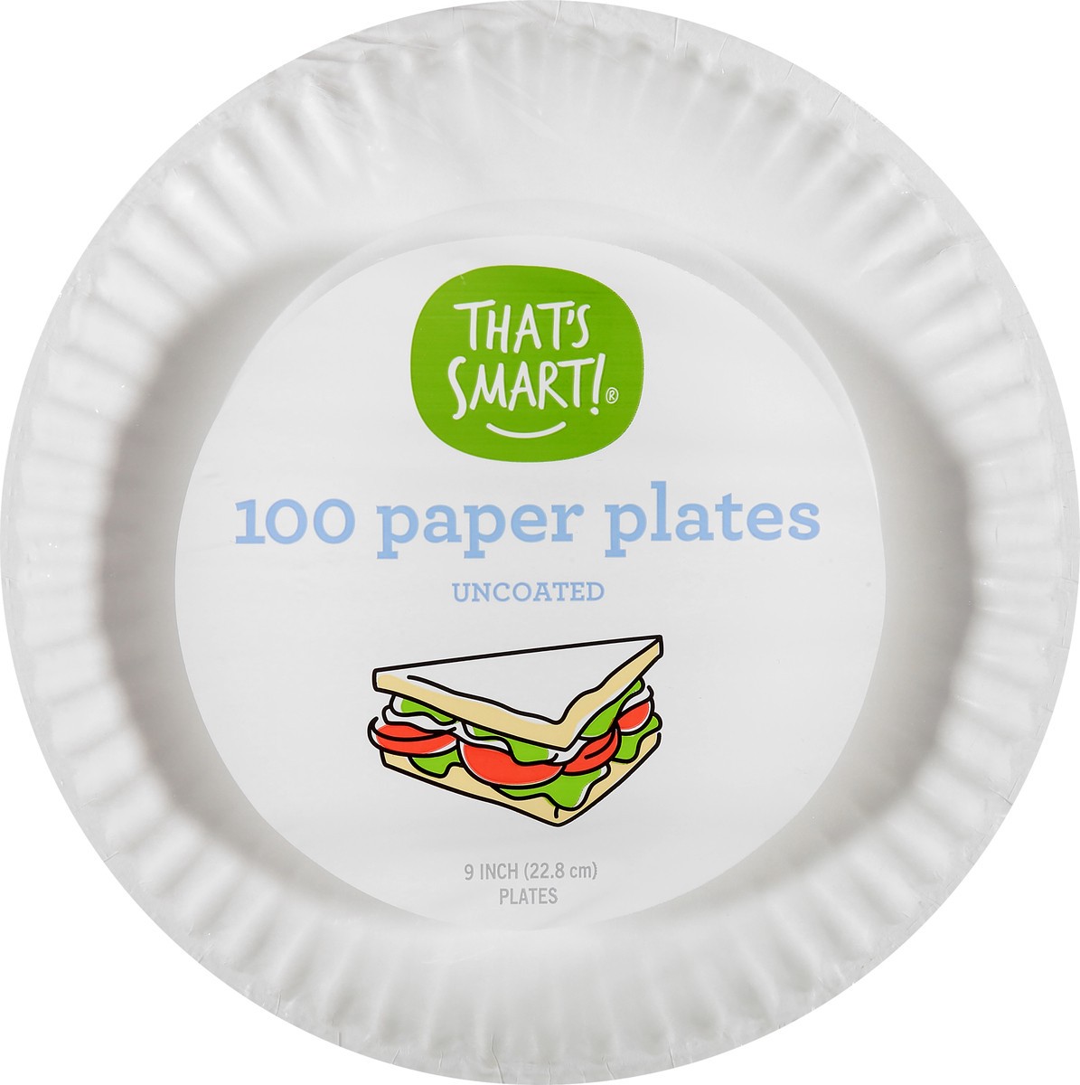 slide 4 of 11, That's Smart! Uncoated Paper Plates 100 ea, 100 ct