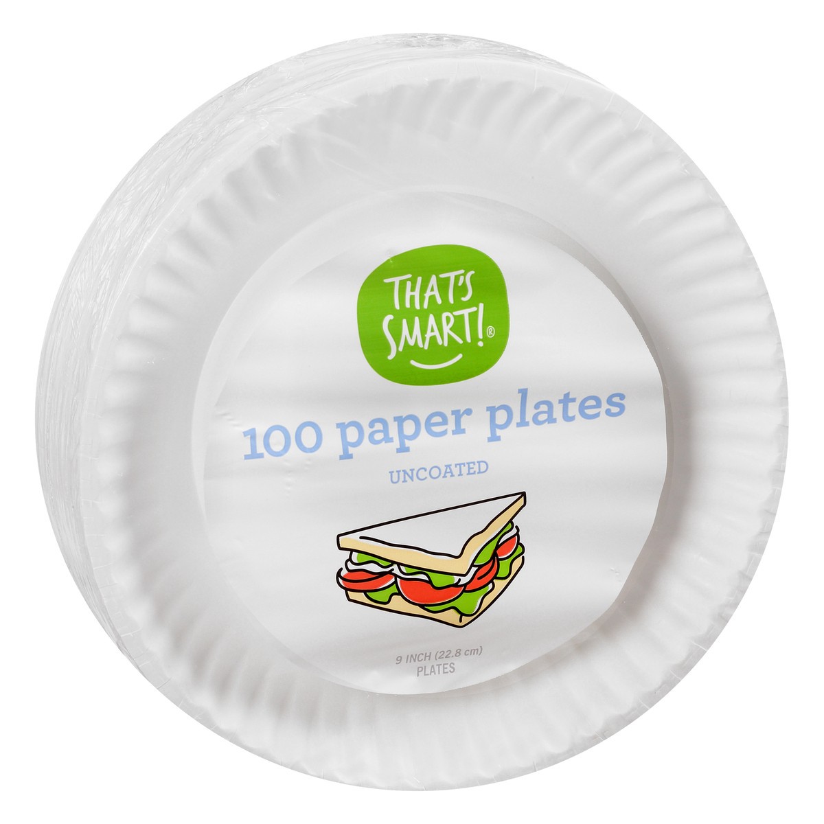 slide 3 of 11, That's Smart! Uncoated Paper Plates 100 ea, 100 ct