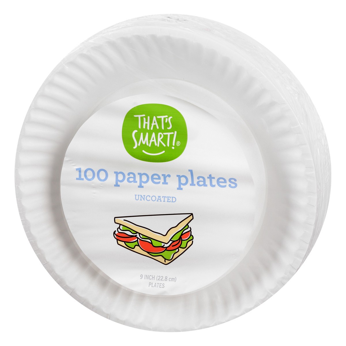 slide 5 of 11, That's Smart! Uncoated Paper Plates 100 ea, 100 ct