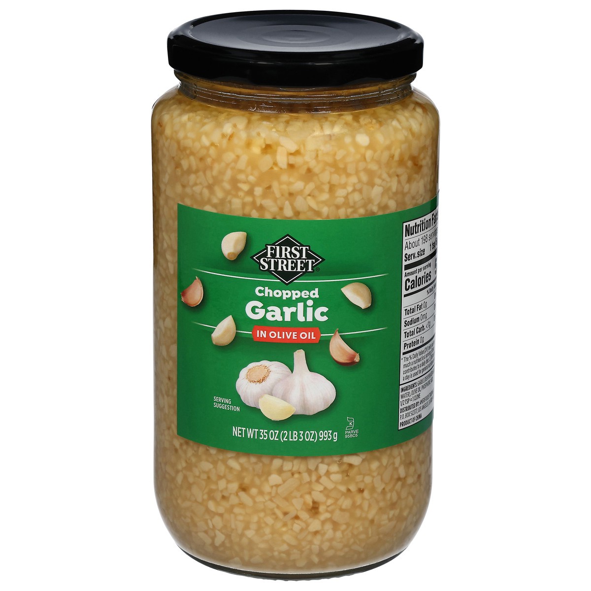 slide 4 of 4, First Street Chopped Garlic Oil, 35 oz