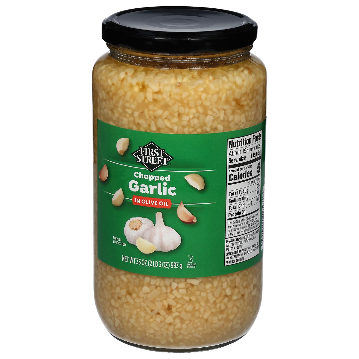 slide 3 of 4, First Street Chopped Garlic Oil, 35 oz