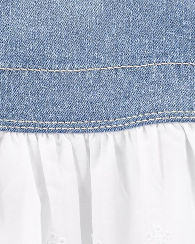 slide 2 of 3, Oshkosh Toddler Denim Eyelet Jumper Dress Blue/White 5T, 1 ct