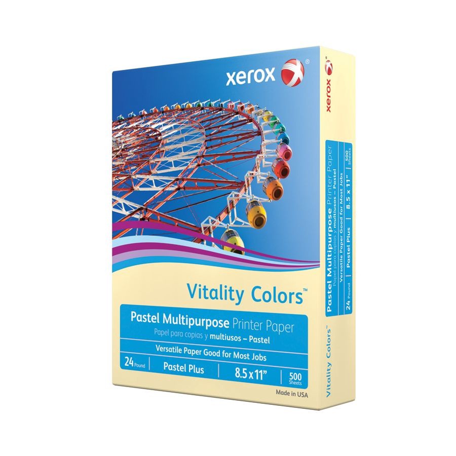 slide 3 of 3, Xerox Vitality Colors Pastel Plus Multi-Use Printer Paper, 24 lb, 30% Recycled - Ivory, 500 ct; 8 1/2 in x 11 in