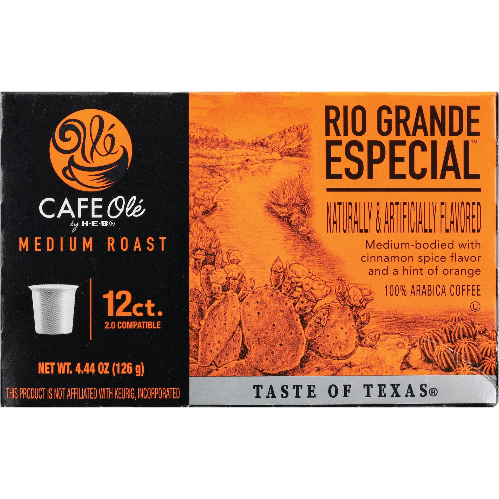 slide 1 of 1, CAFE Olé by H-E-B Medium Roast Rio Grande Especial Coffee Single Serve Cups, 12 ct