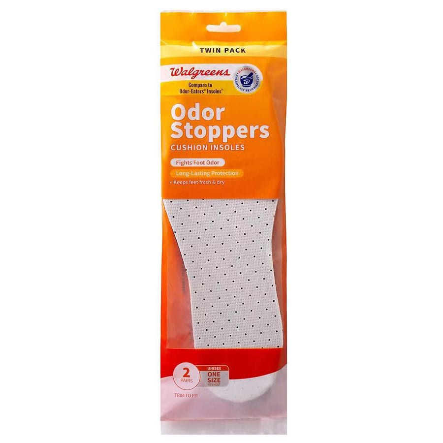 slide 1 of 2, Walgreens Odor Stoppers Cushion Insoles One Size, 2 pair