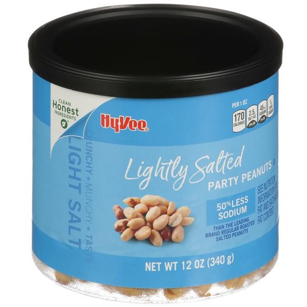 slide 1 of 1, Hy-Vee Lightly Salted Party Peanuts, 12 oz