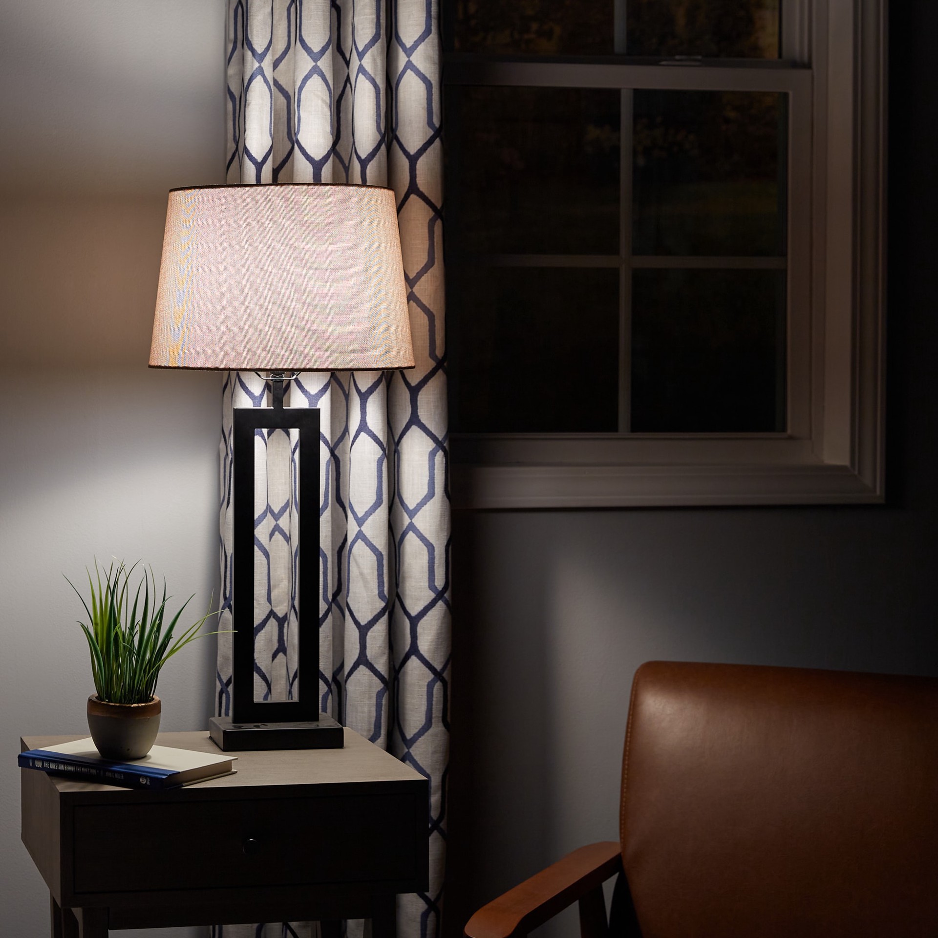 slide 2 of 5, allen + roth 9-in x 13-in Gold Fabric Drum Lamp Shade, 1 ct