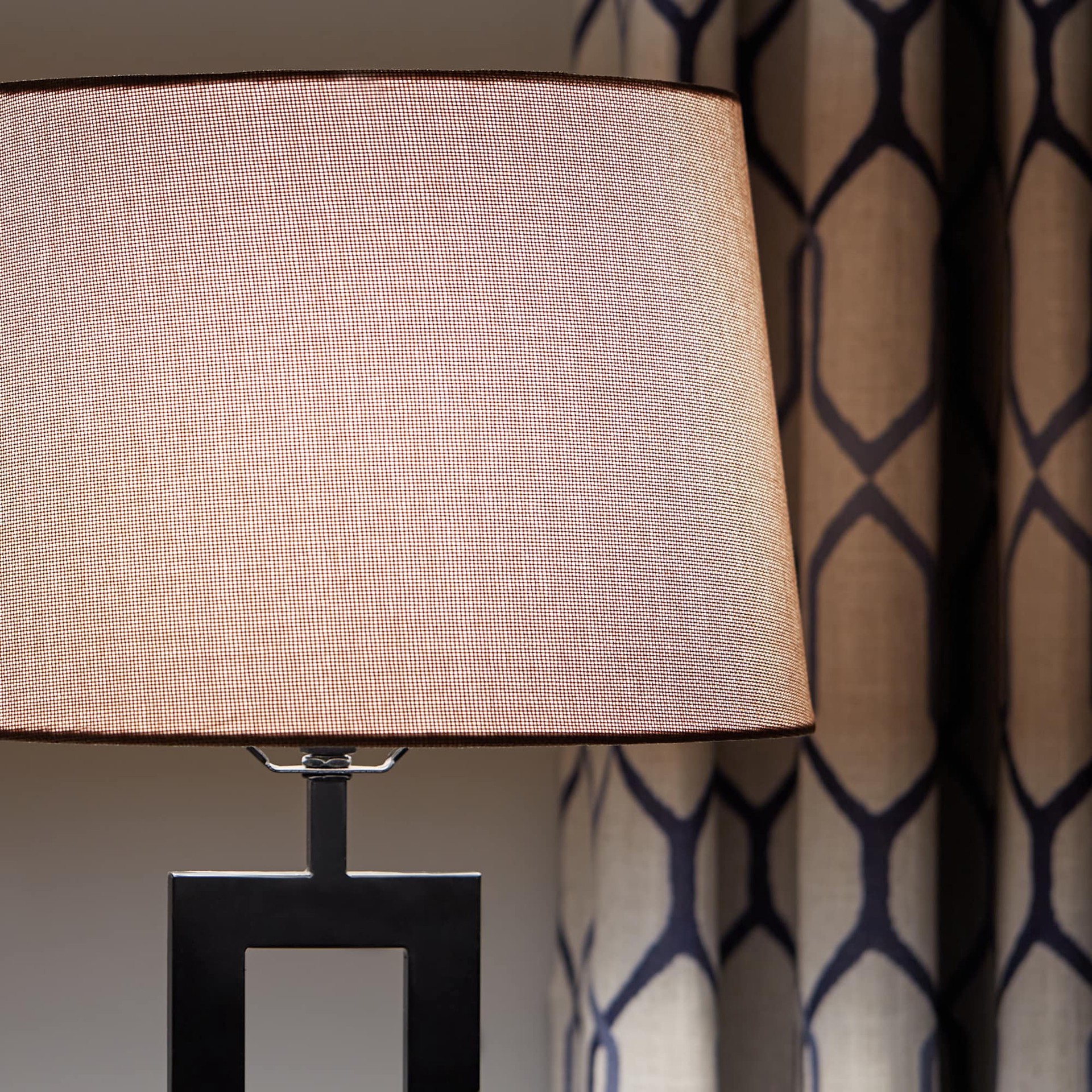 slide 3 of 5, allen + roth 9-in x 13-in Gold Fabric Drum Lamp Shade, 1 ct