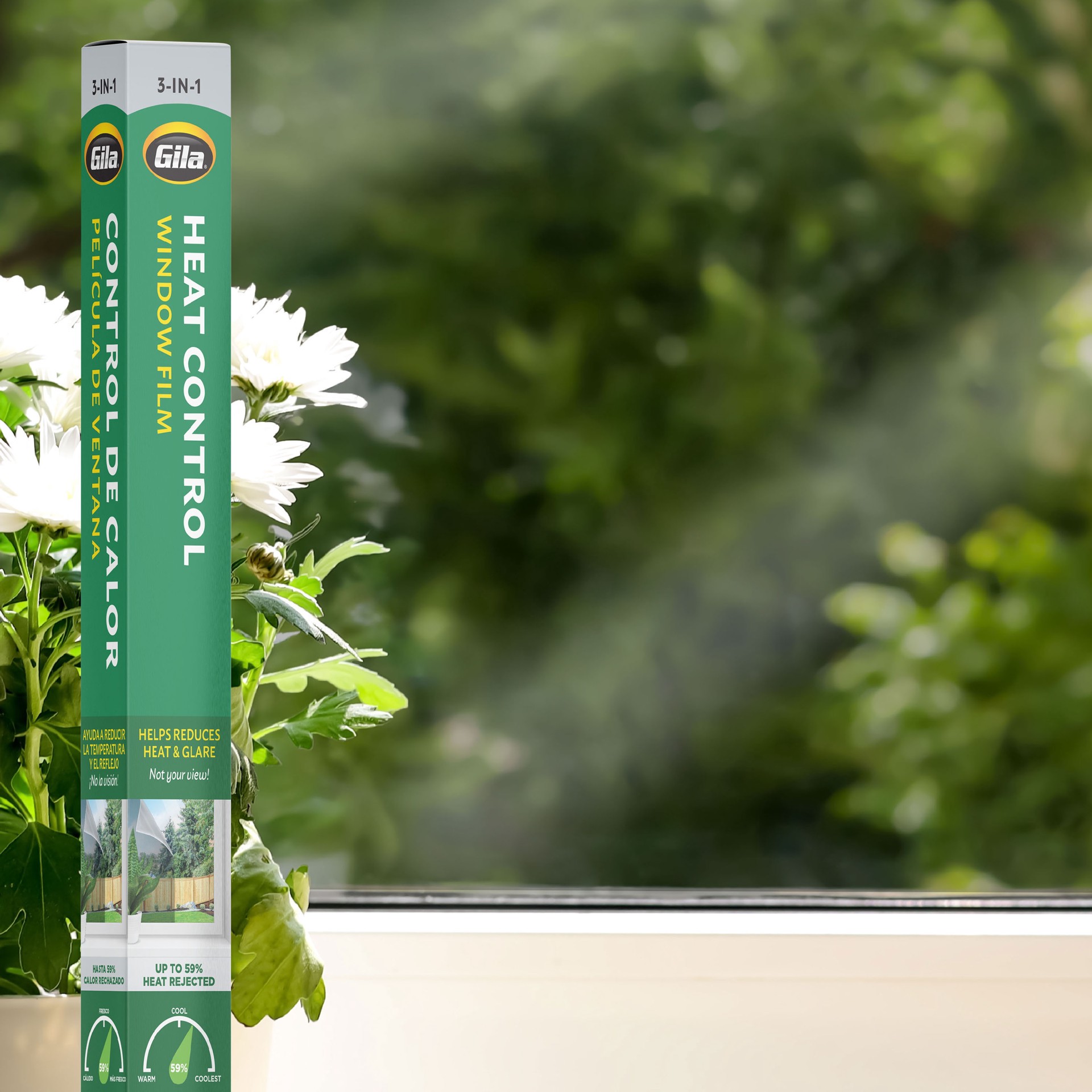 slide 1 of 6, GILA 3-in-1 36-in x 180-in Adhesive Heat-control Window Film, 1 ct