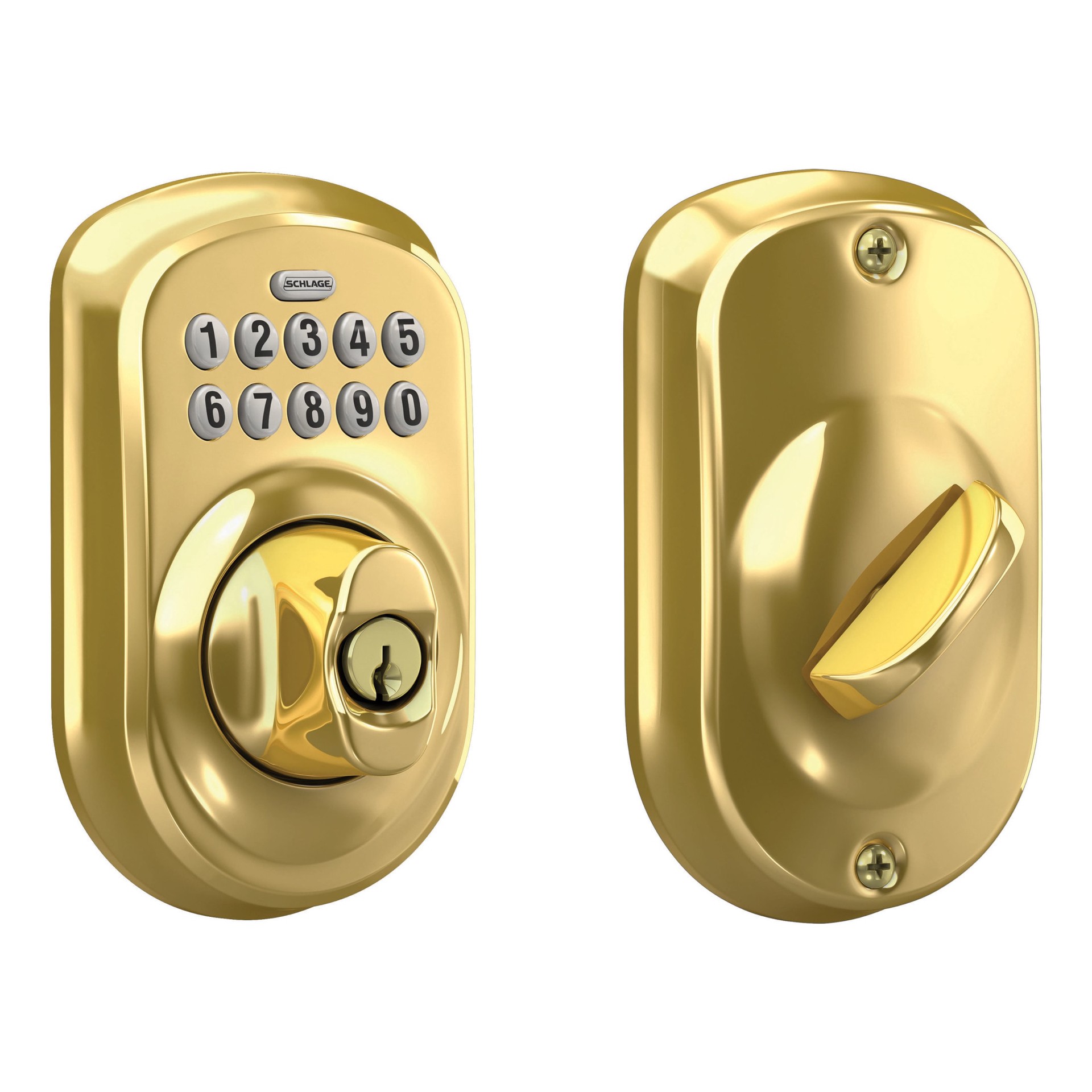 Schlage Plymouth Bright Brass Keypad Electronic Deadbolt Lock 1 ct | shipt