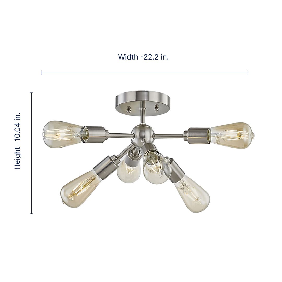 slide 4 of 6, Origin 21 Grayford 6 -Light 22.2-in Brushed Nickel Semi Flush Mount Light, 1 ct