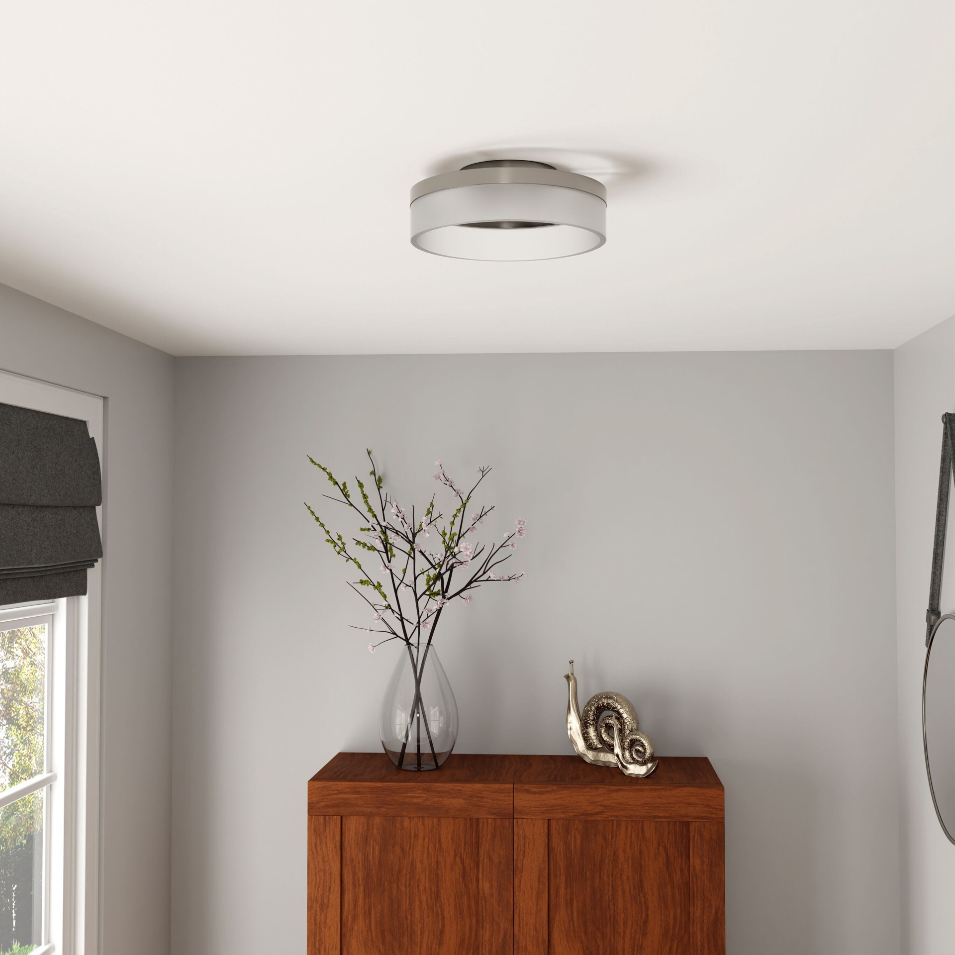 slide 4 of 6, Origin 21 Lynnpark 1 -Light 11.95-in Brushed Nickel Integrated LED Flush Mount Light, 1 ct