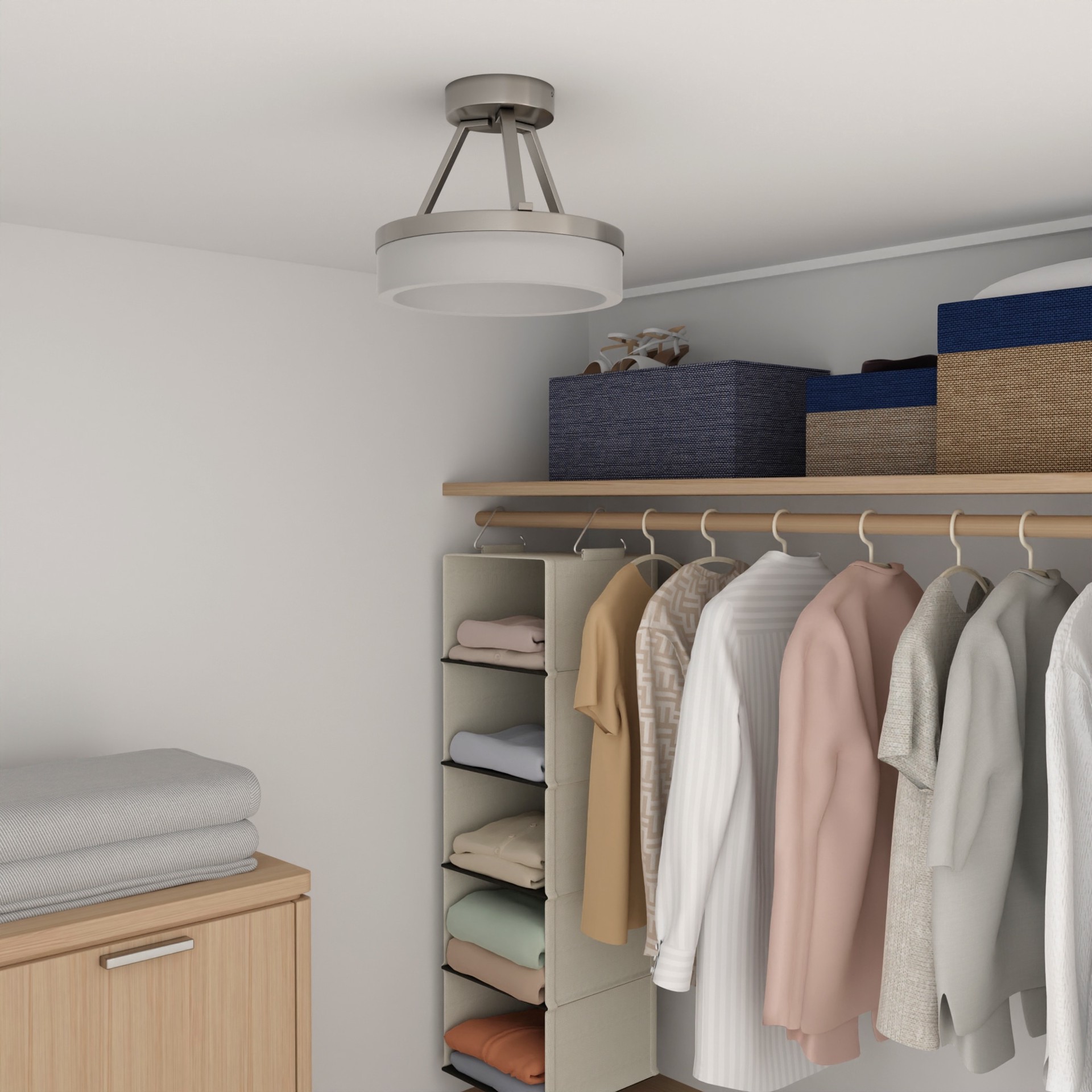 slide 5 of 6, Origin 21 Lynnpark 1 -Light 11.95-in Brushed Nickel Integrated LED Semi Flush Mount Light, 1 ct