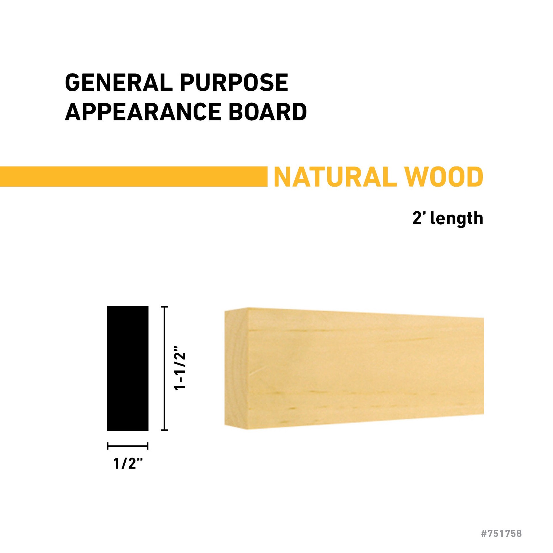 slide 3 of 6, RELIABILT 1/2-in x 2-in x 2-ft Unfinished Clear S4S Eastern white pine Common Softwood Board, 1 ct
