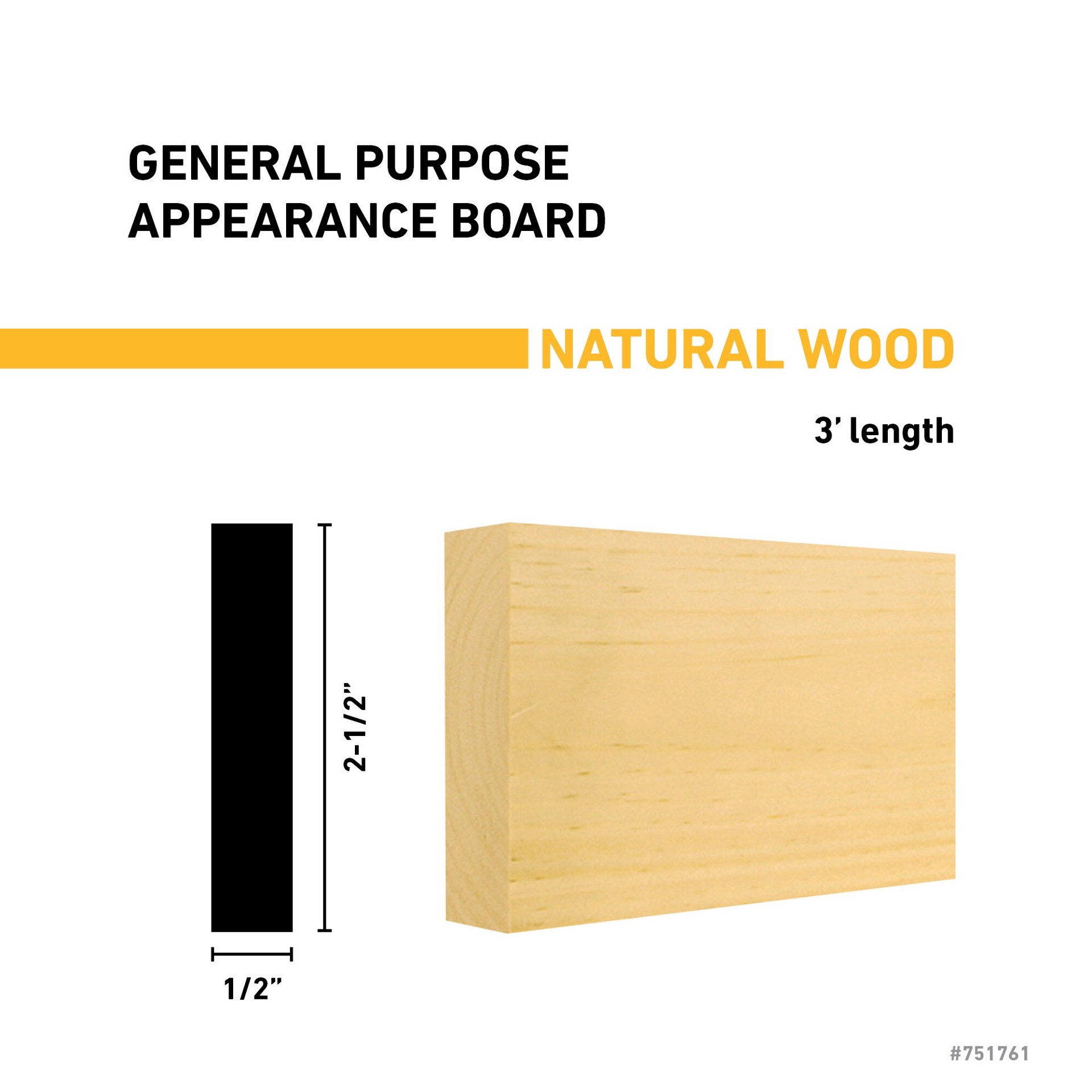 slide 3 of 6, RELIABILT 1/2-in x 3-in x 3-ft Unfinished Clear S4S Eastern white pine Common Softwood Board, 1 ct
