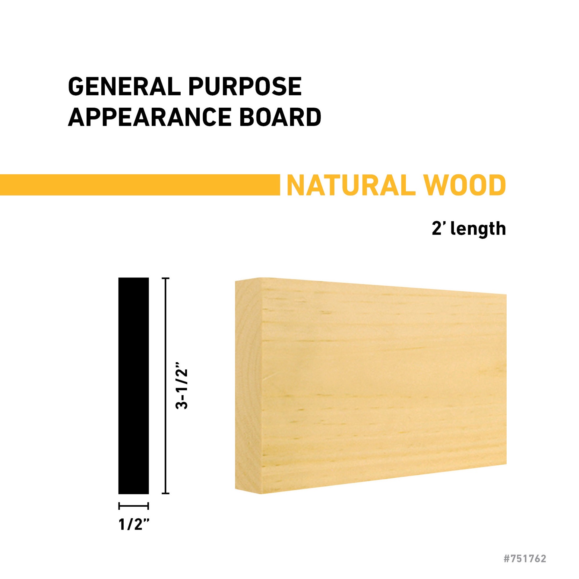 slide 3 of 6, RELIABILT 1/2-in x 4-in x 2-ft Unfinished Clear S4S Eastern white pine Common Softwood Board, 1 ct