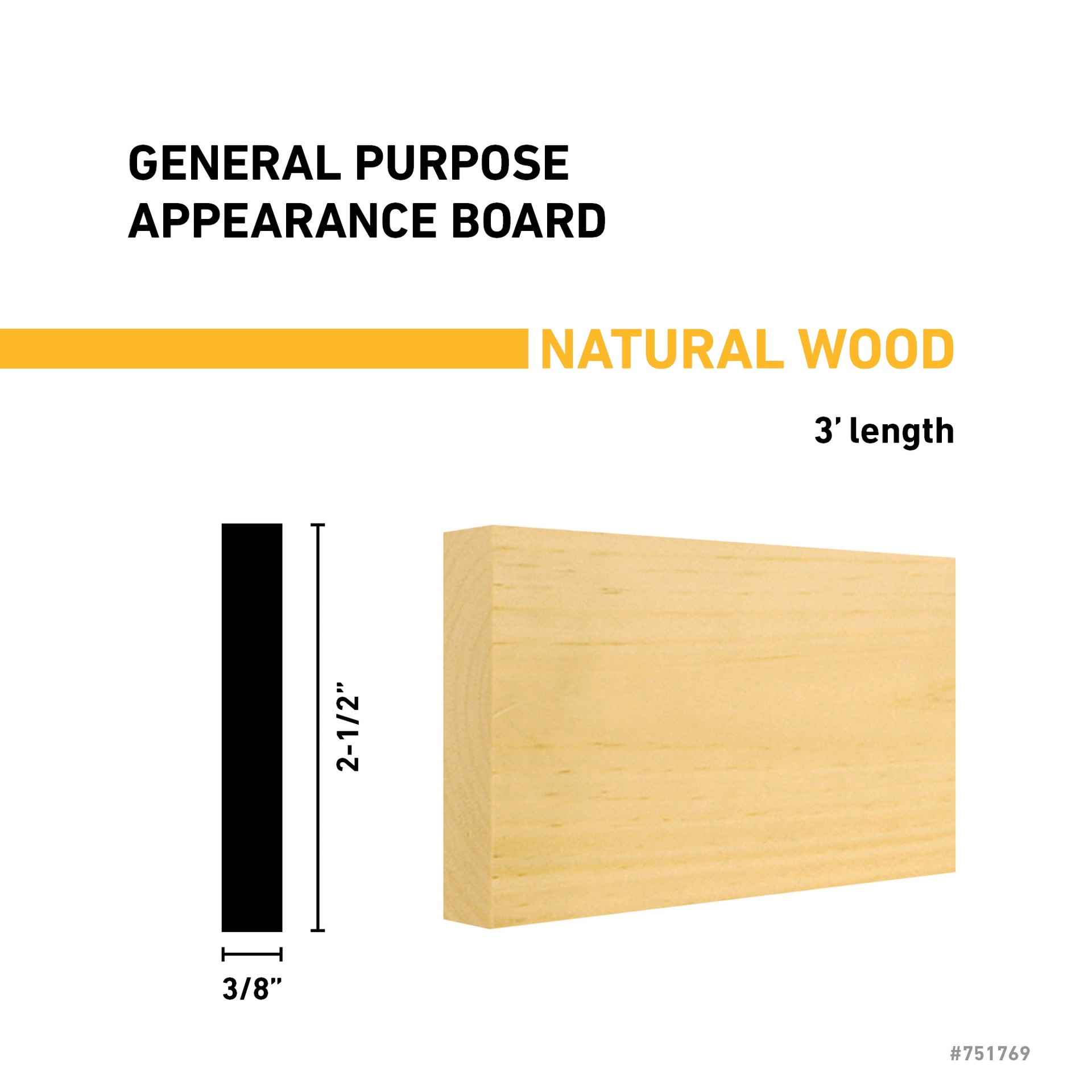 slide 3 of 6, RELIABILT 3/8-in x 3-in x 3-ft Unfinished Clear S4S Eastern white pine Common Softwood Board, 1 ct