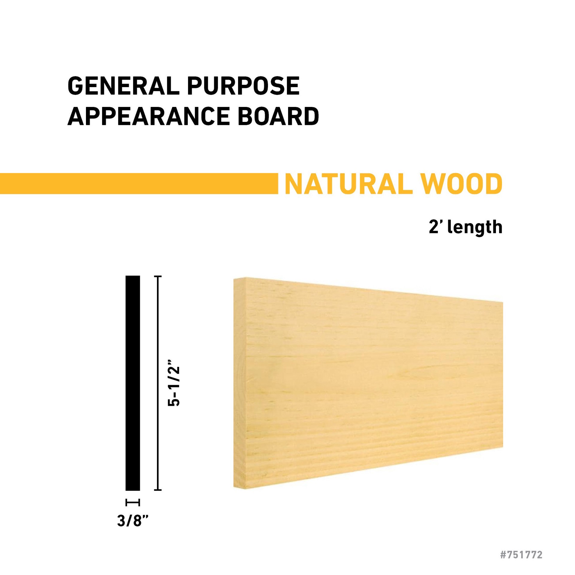 slide 3 of 6, RELIABILT 3/8-in x 6-in x 2-ft Unfinished Clear S4S Eastern white pine Common Softwood Board, 1 ct