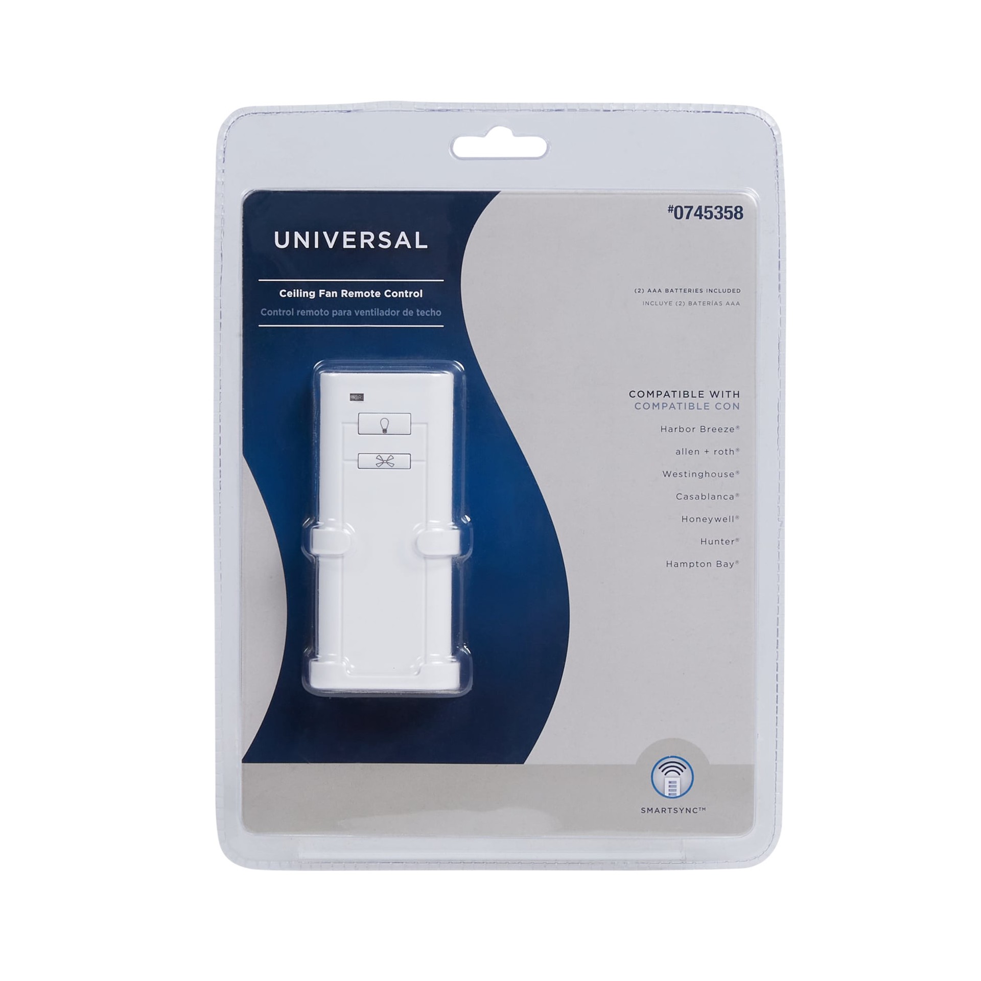 slide 2 of 6, Harbor Breeze Universal 3.94-in 1 -Speed 1 -Setting White Plastic Indoor Slope Ceiling Compatible Handheld Ceiling Fan Remote with Receiver Included, 1 ct