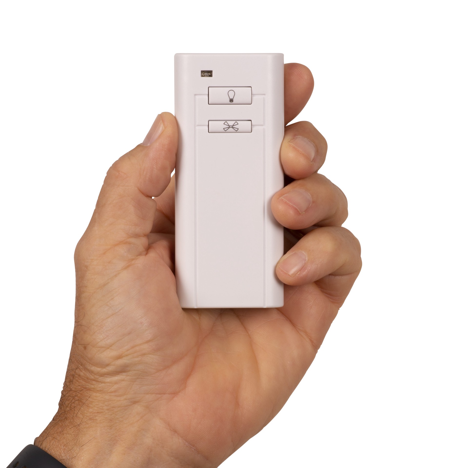 slide 5 of 6, Harbor Breeze Universal 3.94-in 1 -Speed 1 -Setting White Plastic Indoor Slope Ceiling Compatible Handheld Ceiling Fan Remote with Receiver Included, 1 ct