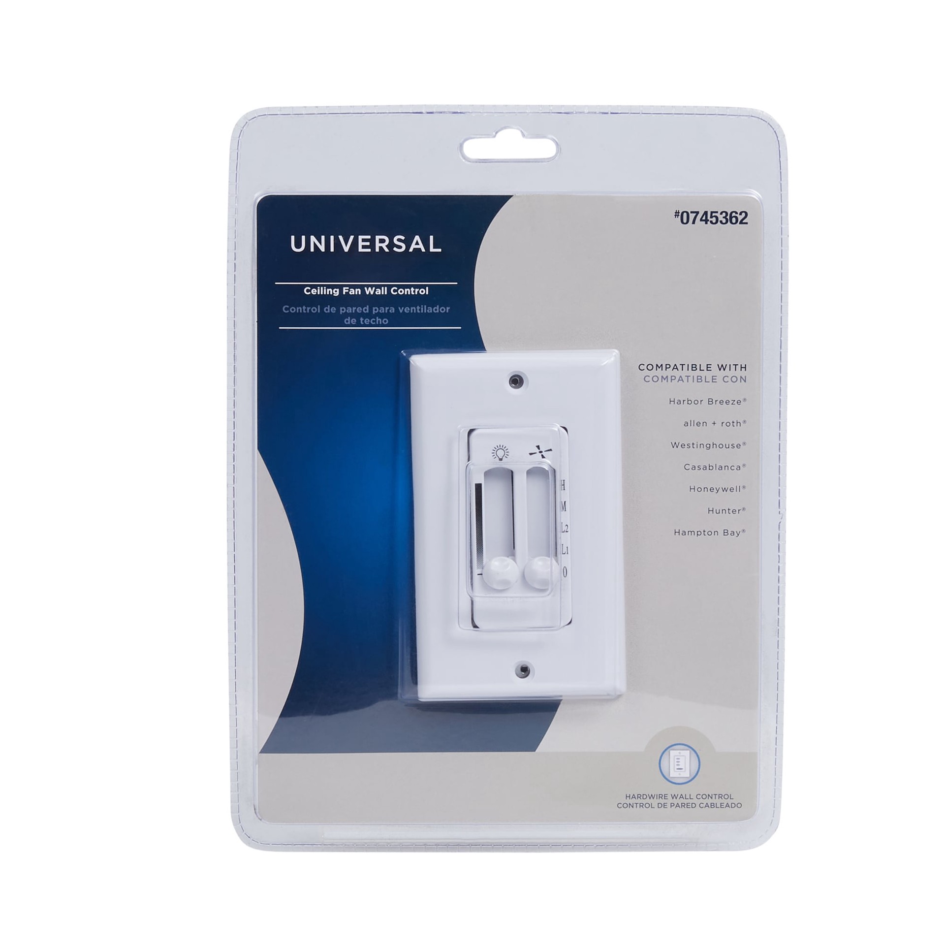 slide 2 of 5, Harbor Breeze 4-speed Slide Fan Control Wall Plate Included , White, 1 ct