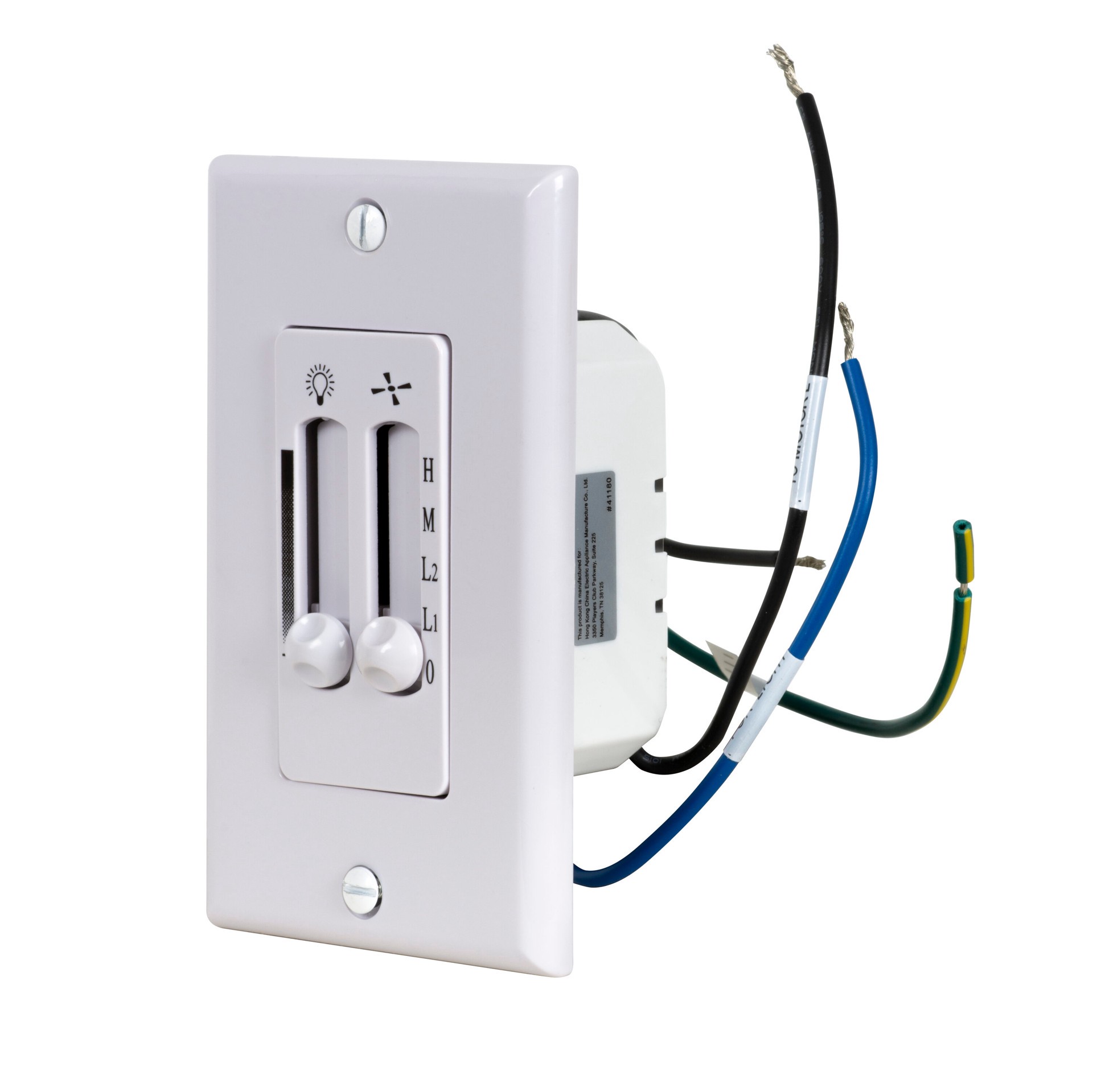 slide 3 of 5, Harbor Breeze 4-speed Slide Fan Control Wall Plate Included , White, 1 ct