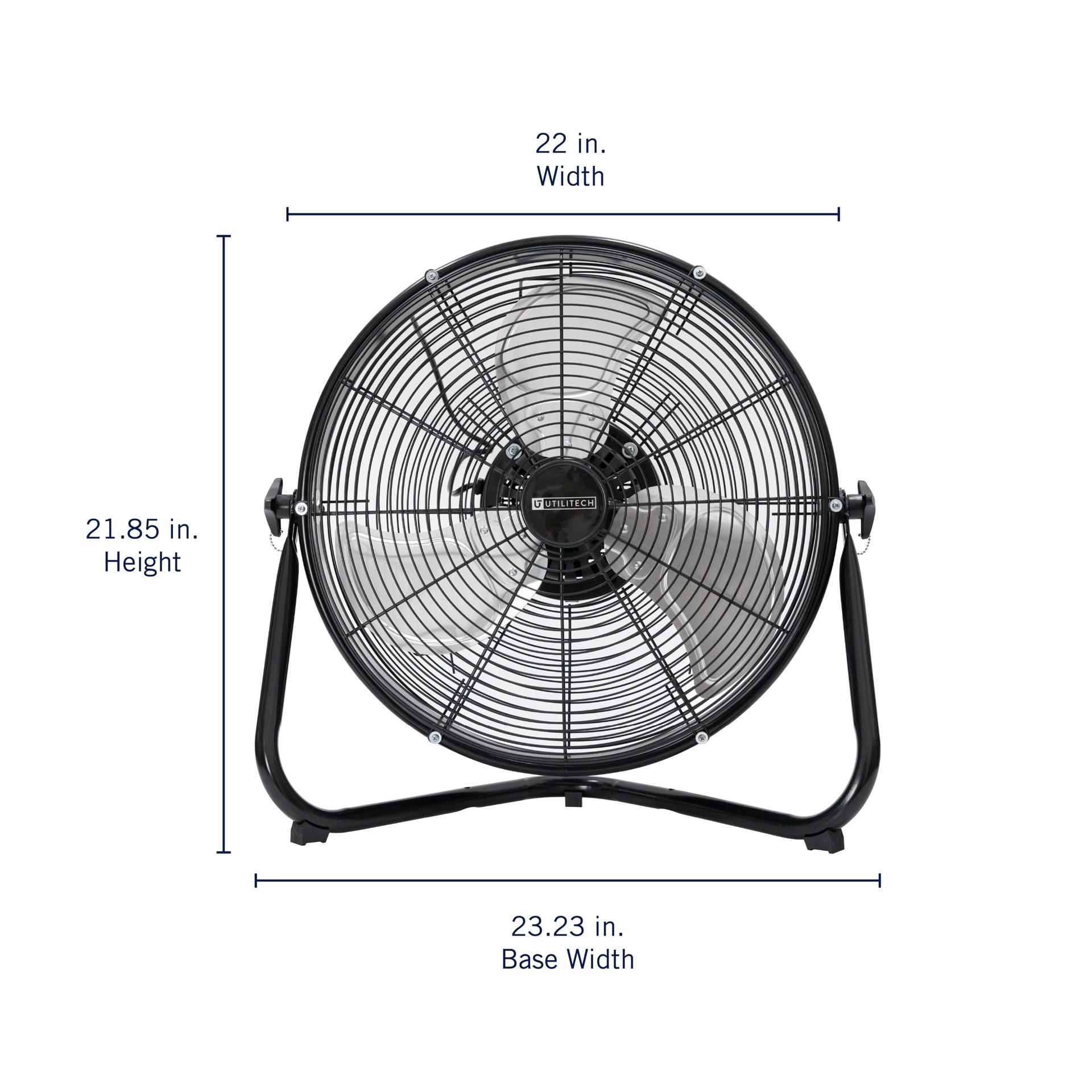 slide 4 of 6, Utilitech 18-in 120 -Volt 3 -Speed High Velocity Indoor Black Oscillating Floor Fan, 1 ct