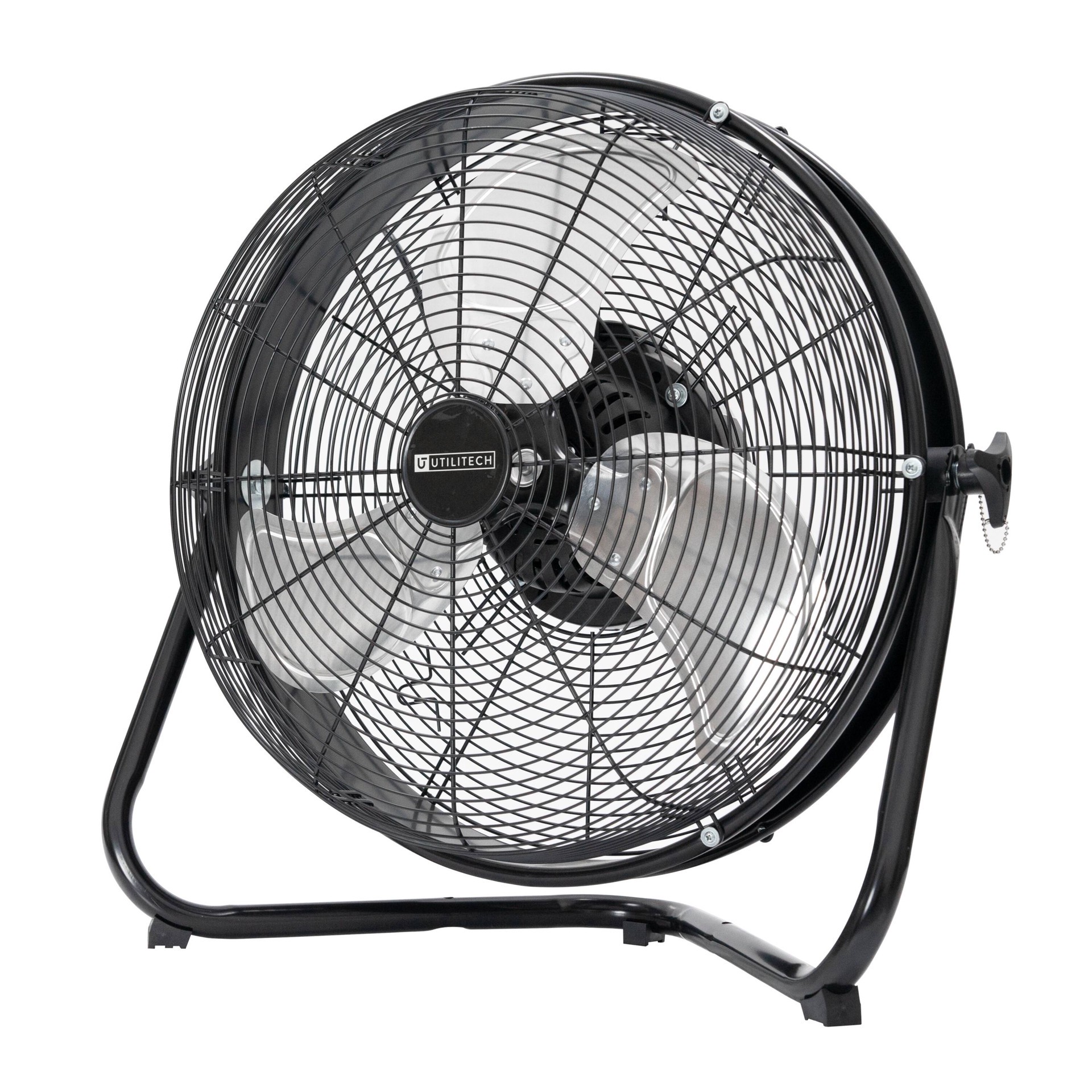 slide 1 of 6, Utilitech 18-in 120 -Volt 3 -Speed High Velocity Indoor Black Oscillating Floor Fan, 1 ct