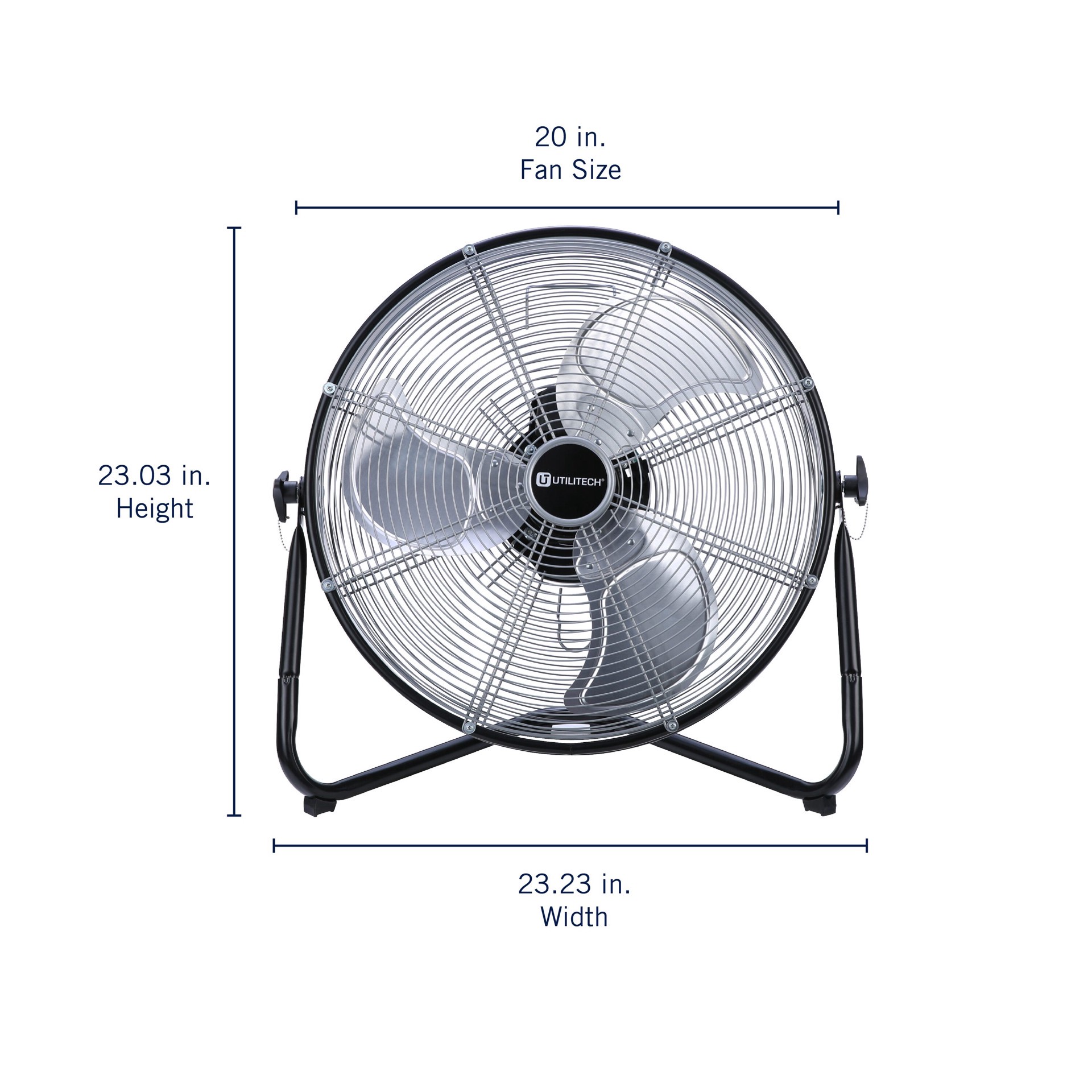 slide 4 of 6, Utilitech 20-in 120 -Volt 3 -Speed High Velocity Indoor Black Floor Fan, 1 ct