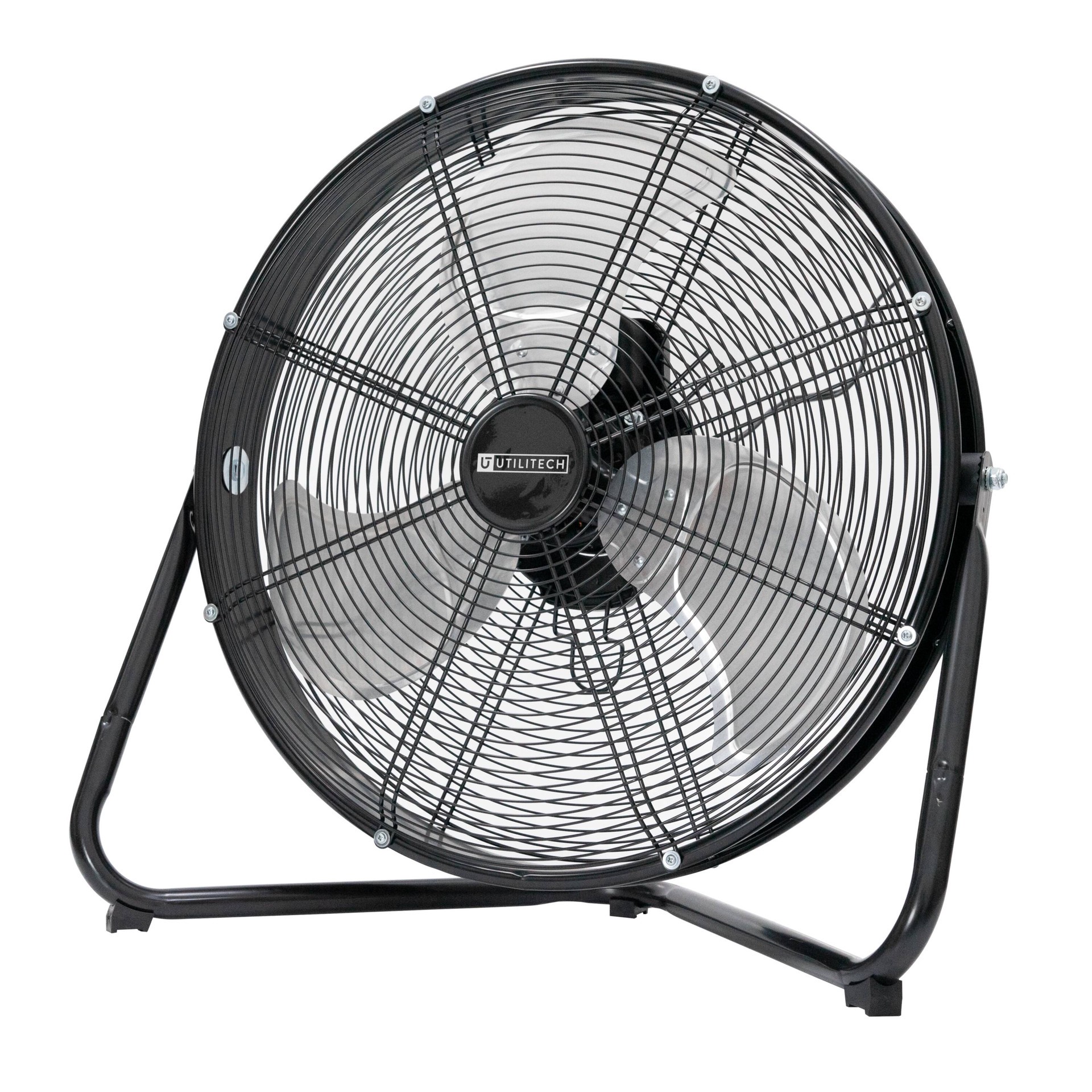 slide 1 of 6, Utilitech 20-in 120 -Volt 3 -Speed High Velocity Indoor Black Floor Fan, 1 ct