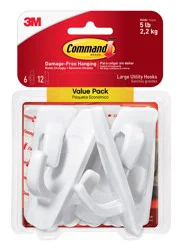 Command Large 6 -Pack White Adhesive Storage/Utility hook 5-lb Capacity