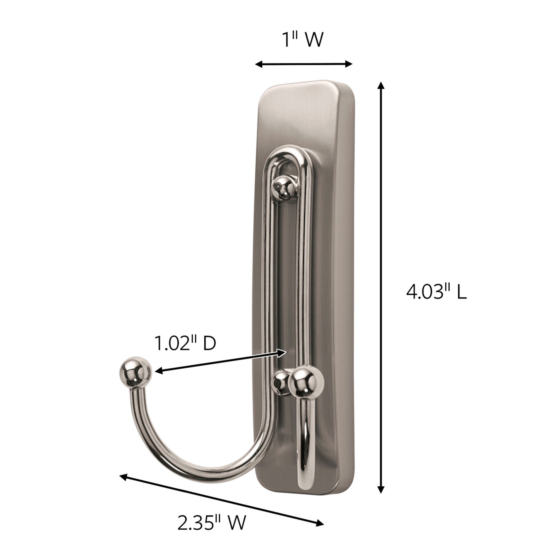 slide 2 of 6, Command Large Decorative Satin Nickel Adhesive Double bath hook ( 4.0-lb Capacity), 1 ct