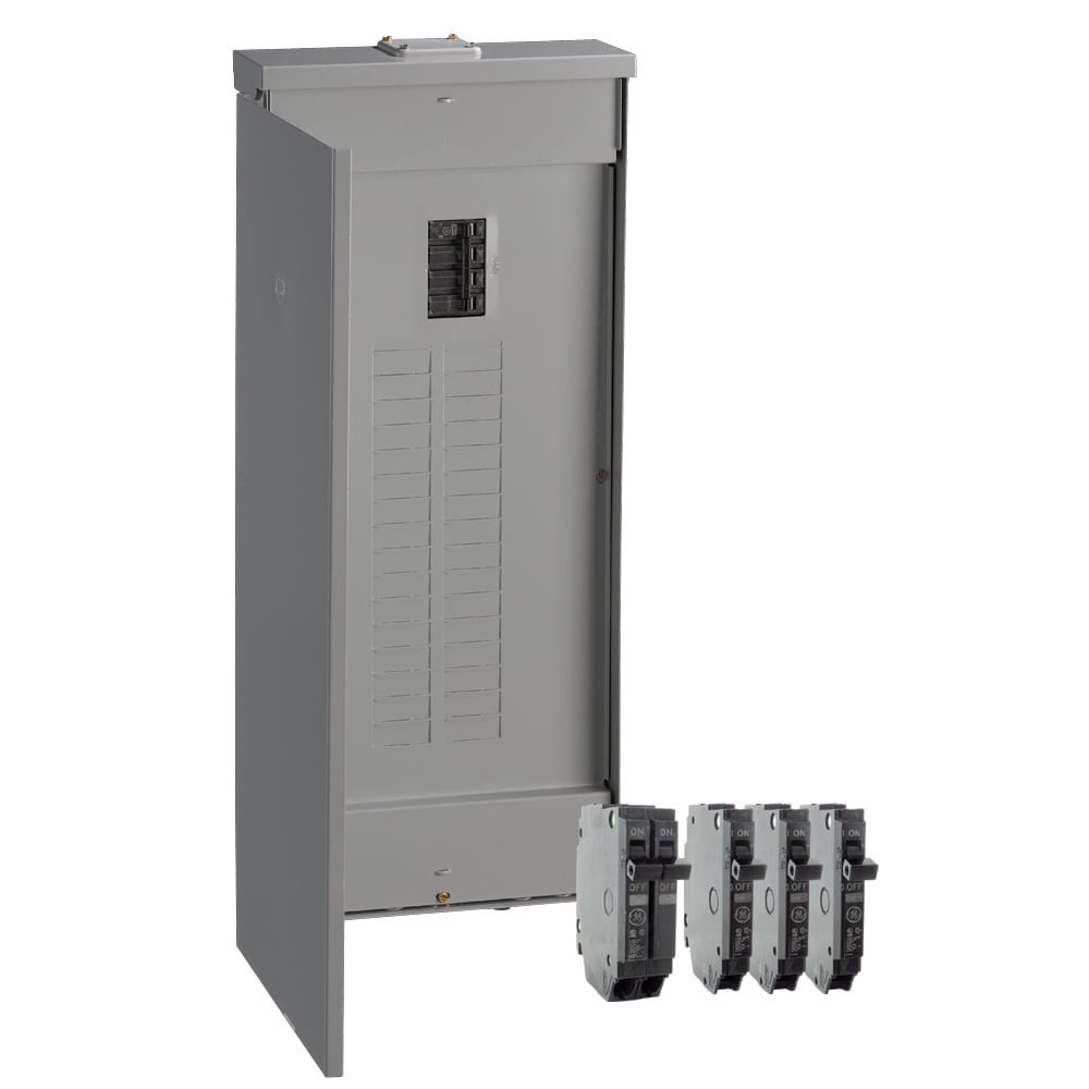 slide 1 of 6, GE PowerMark Gold 200 -Amp 32 -Spaces 40 -Circuit Outdoor Main Breaker Load Center (Value Pack), 1 ct