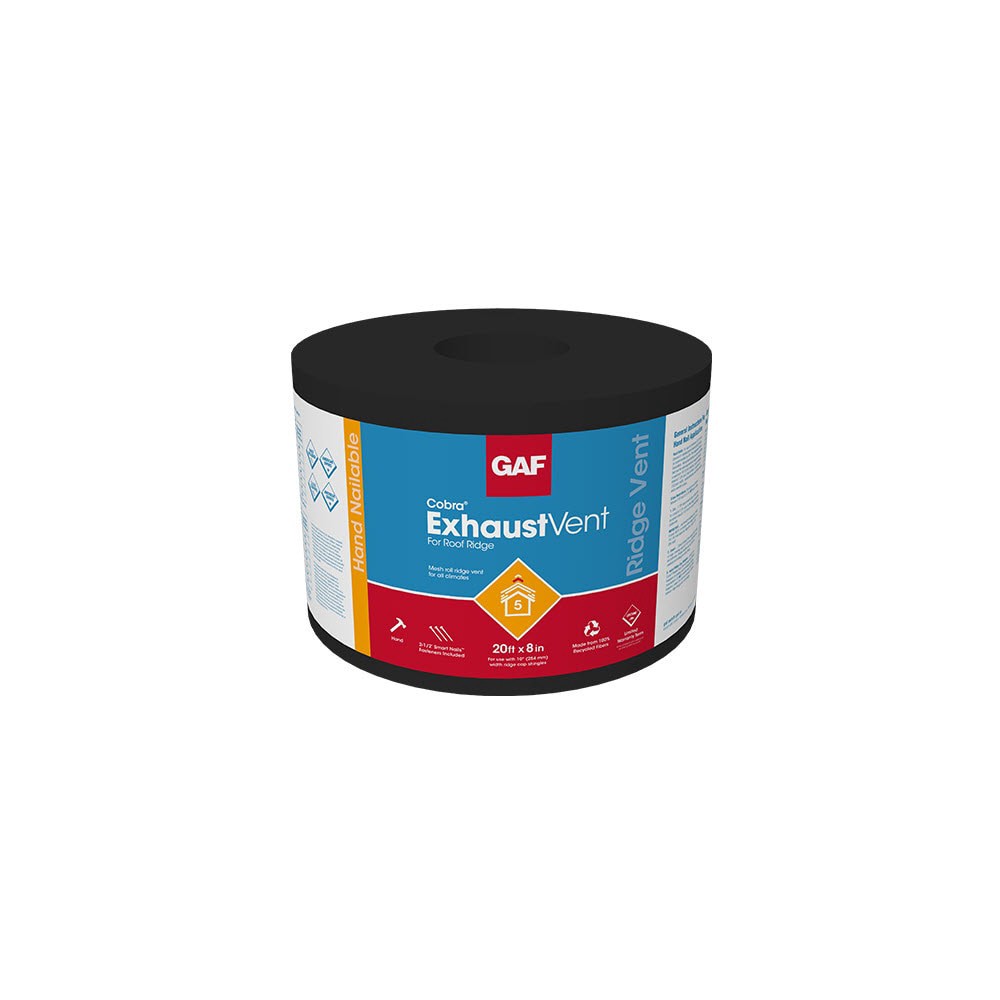 slide 1 of 6, GAF Cobra Exhaust Vent 10.5-in x 240.0-in Black Composite Roll Roof Ridge Vent, 1 ct